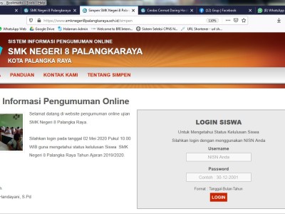 Pengumuman Kelulusan via Web Sekolah t.a 2019/2020
